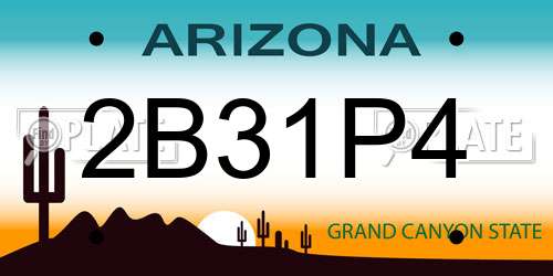 2B31P4 Arizona License Plate