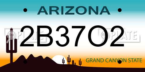 2B37O2 Arizona License Plate