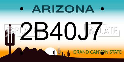 2B40J7 Arizona License Plate