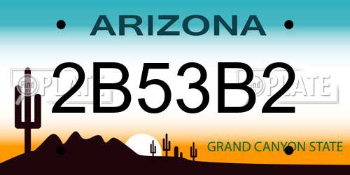 2B53B2 Arizona License Plate