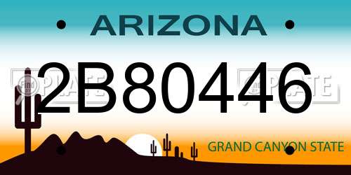 2B80446 Arizona License Plate