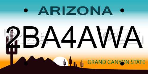2BA4AWA Arizona License Plate