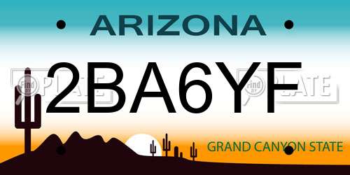 2BA6YF Arizona License Plate