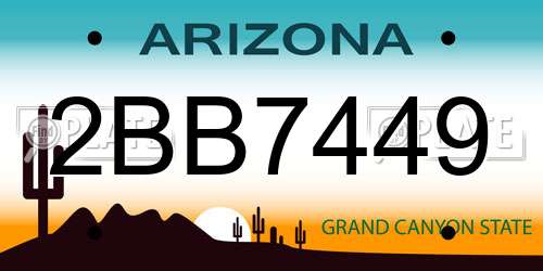2BB7449 Arizona License Plate