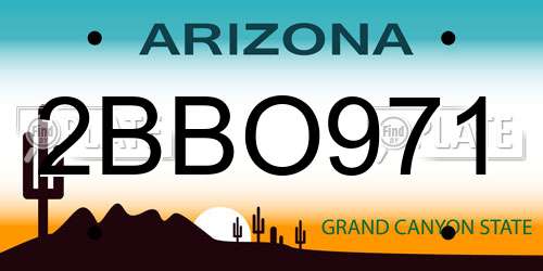 2BBO971 Arizona License Plate