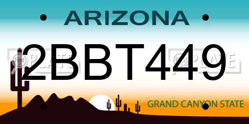 2BBT449 Arizona License Plate