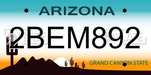 2BEM892 Arizona License Plate