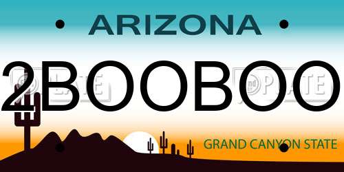 2BOOBOO Arizona License Plate