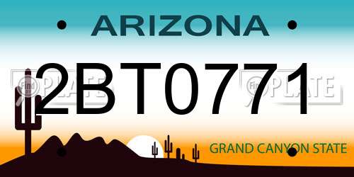 2BT0771 Arizona License Plate