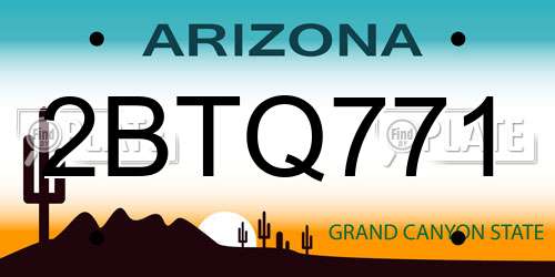 2BTQ771 Arizona License Plate