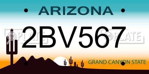 2BV567 Arizona License Plate