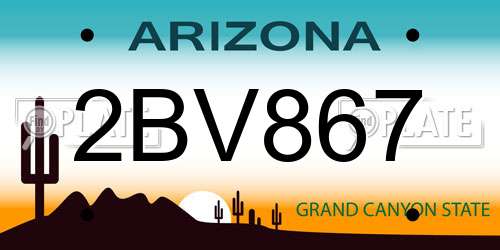 2BV867 Arizona License Plate