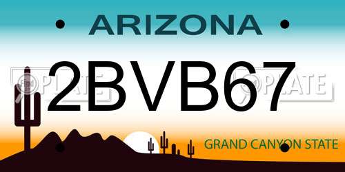 2BVB67 Arizona License Plate