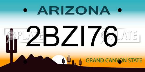 2BZI76 Arizona License Plate