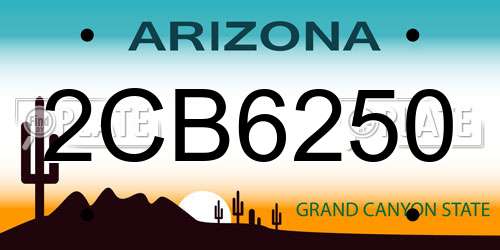 2CB6250 Arizona License Plate