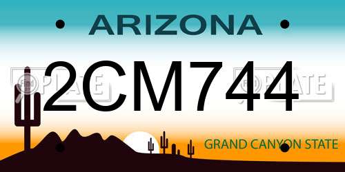 2CM744 Arizona License Plate