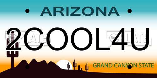 2COOL4U Arizona License Plate