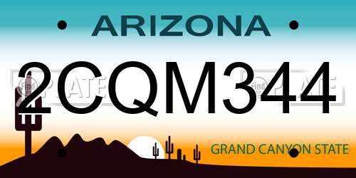 2CQM344 Arizona License Plate