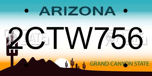 2CTW756 Arizona License Plate