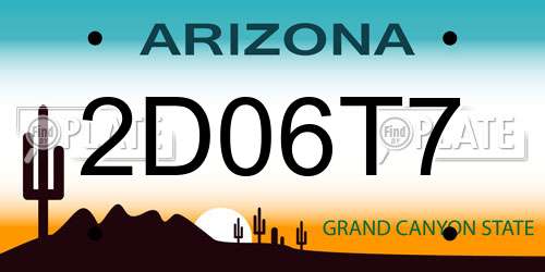 2D06T7 Arizona License Plate