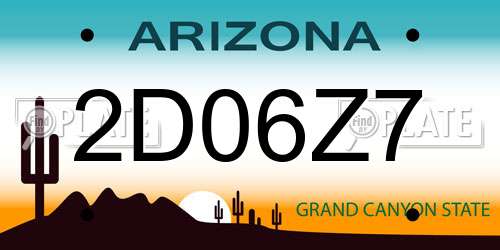 2D06Z7 Arizona License Plate