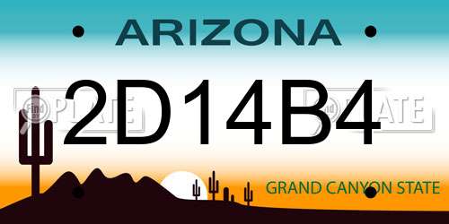 2D14B4 Arizona License Plate