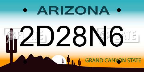 2D28N6 Arizona License Plate