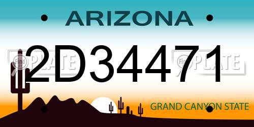 2D34471 Arizona License Plate