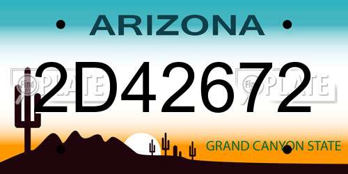 2D42672 Arizona License Plate