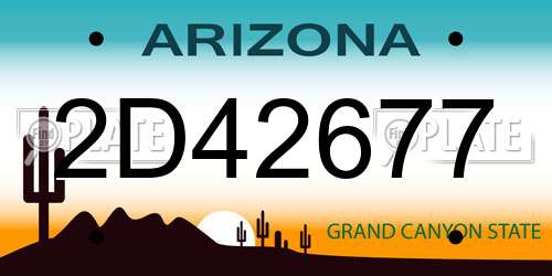 2D42677 Arizona License Plate