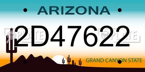 2D47622 Arizona License Plate