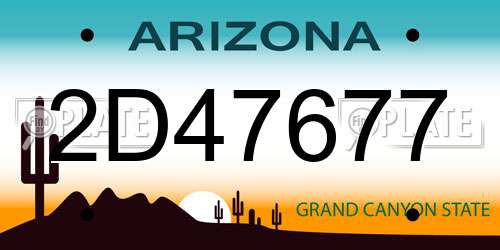2D47677 Arizona License Plate