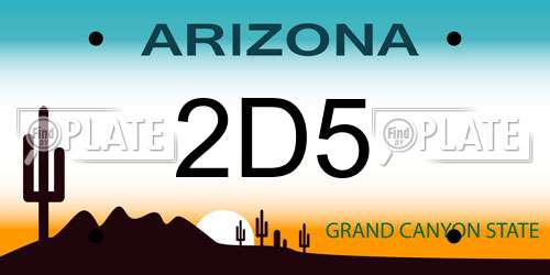 2D5 Arizona License Plate