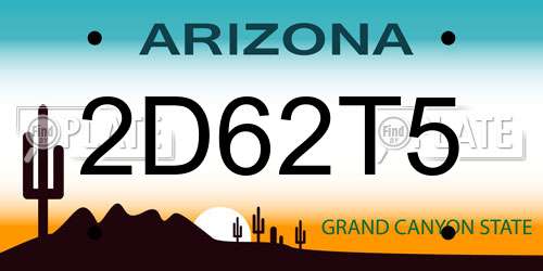 2D62T5 Arizona License Plate