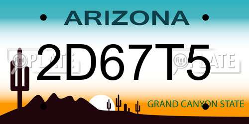 2D67T5 Arizona License Plate
