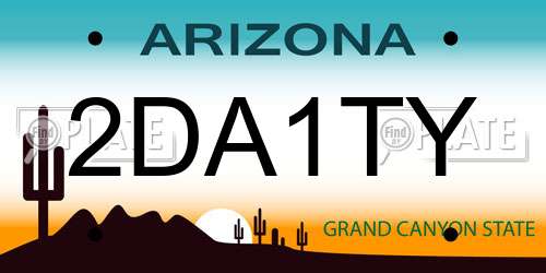 2DA1TY Arizona License Plate