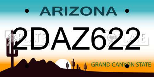 2DAZ622 Arizona License Plate
