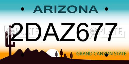 2DAZ677 Arizona License Plate