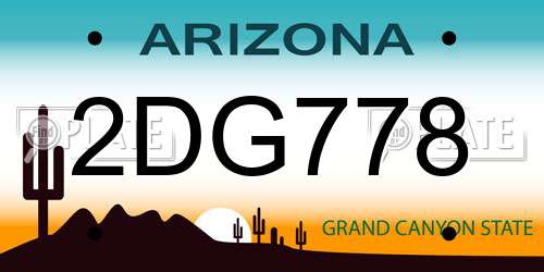 2DG778 Arizona License Plate