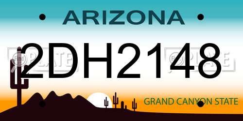 2DH2148 Arizona License Plate