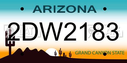 2DW2183 Arizona License Plate