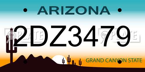 2DZ3479 Arizona License Plate