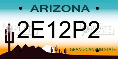 2E12P2 Arizona License Plate