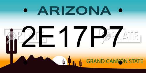 2E17P7 Arizona License Plate