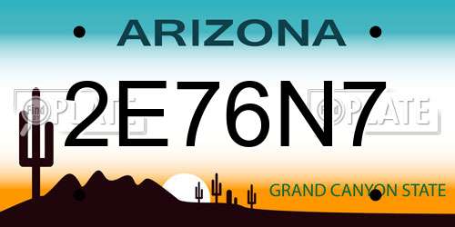 2E76N7 Arizona License Plate