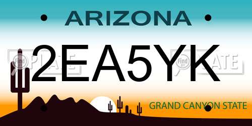 2EA5YK Arizona License Plate