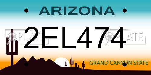 2EL474 Arizona License Plate