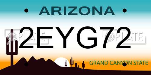 2EYG72 Arizona License Plate