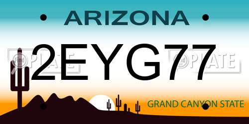 2EYG77 Arizona License Plate