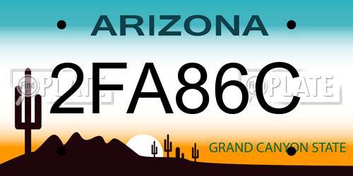 2FA86C Arizona License Plate